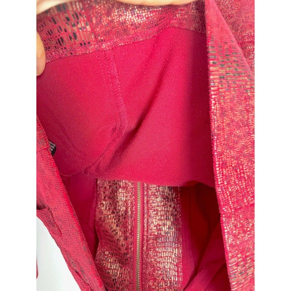 Linear Jacket Women's PM Red Zip Lightweight Blazer Animal Print Metallic - Picture 7 of 7